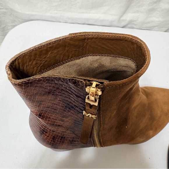 Michael Kors brown suede and snakeskin-print leather ankle boots - Picture 9 of 14